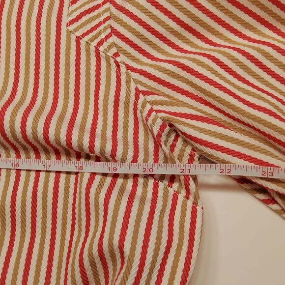 Tommy Hilfiger Women's Long Sleeve Blouse Size XL Melon, tan & white - Picture 8 of 10